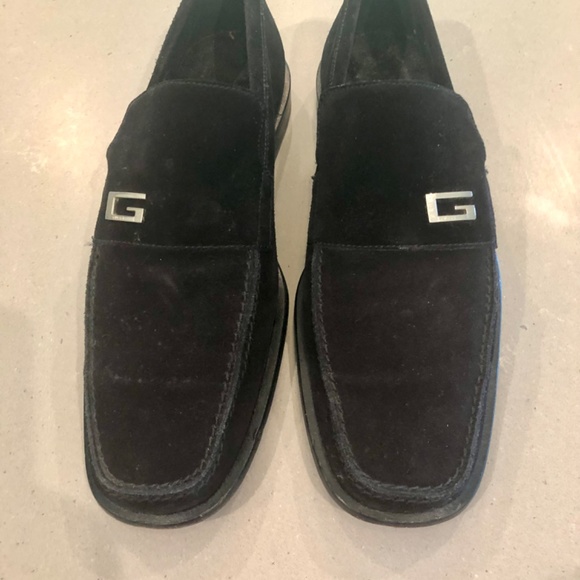 Vintage Gucci Mens black suede loafers